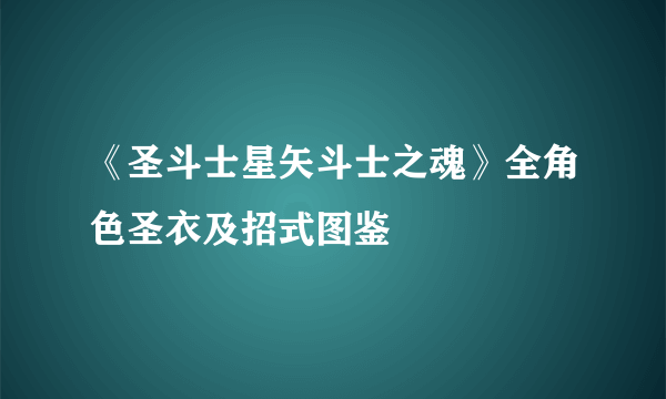 《圣斗士星矢斗士之魂》全角色圣衣及招式图鉴