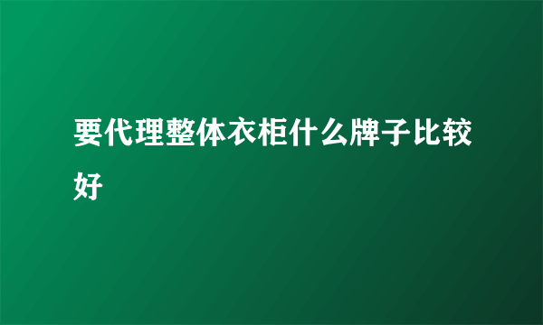 要代理整体衣柜什么牌子比较好