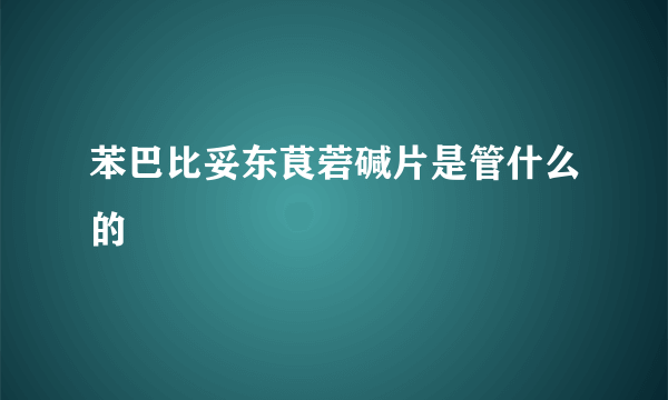 苯巴比妥东茛菪碱片是管什么的