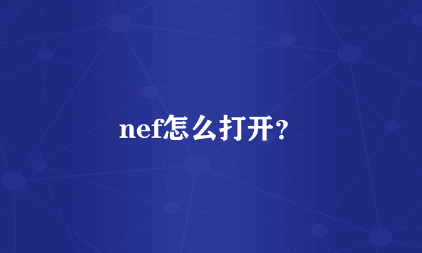 nef怎么打开？