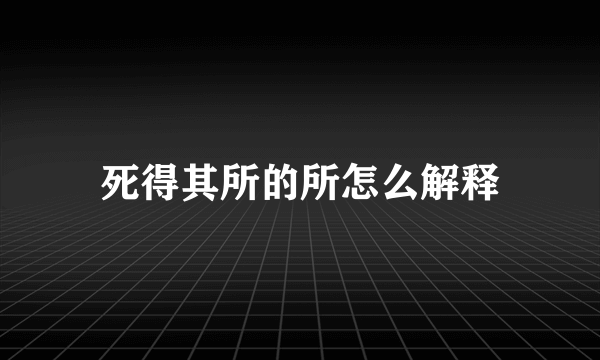 死得其所的所怎么解释