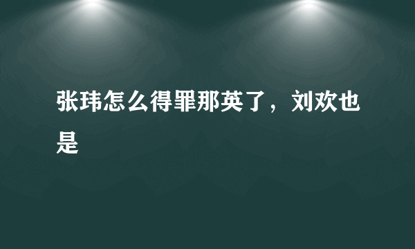 张玮怎么得罪那英了，刘欢也是