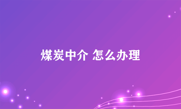 煤炭中介 怎么办理