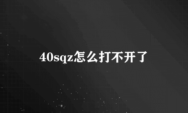 40sqz怎么打不开了