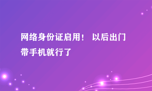 网络身份证启用！ 以后出门带手机就行了