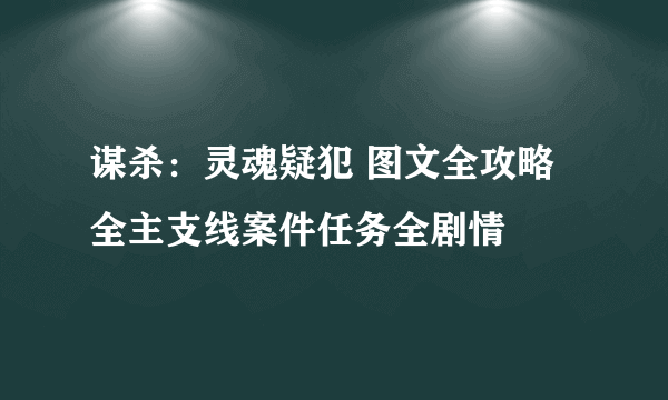 谋杀：灵魂疑犯 图文全攻略 全主支线案件任务全剧情