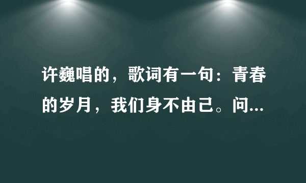 许巍唱的，歌词有一句：青春的岁月，我们身不由己。问歌名是什么？