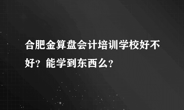 合肥金算盘会计培训学校好不好？能学到东西么？