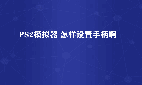 PS2模拟器 怎样设置手柄啊