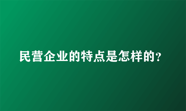 民营企业的特点是怎样的？