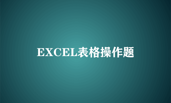 EXCEL表格操作题