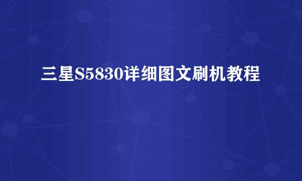 三星S5830详细图文刷机教程