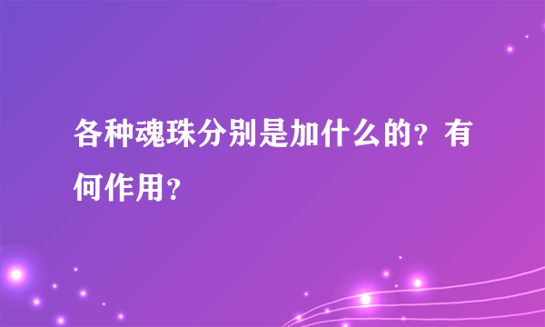 各种魂珠分别是加什么的？有何作用？