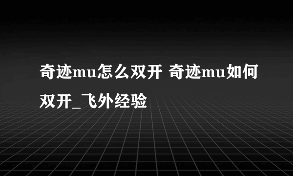 奇迹mu怎么双开 奇迹mu如何双开_飞外经验