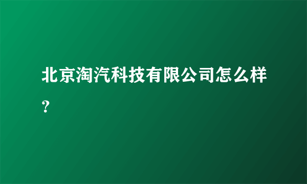 北京淘汽科技有限公司怎么样？