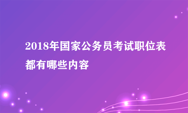 2018年国家公务员考试职位表都有哪些内容