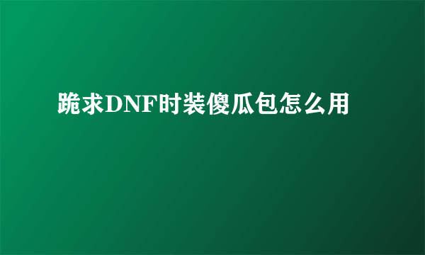 跪求DNF时装傻瓜包怎么用