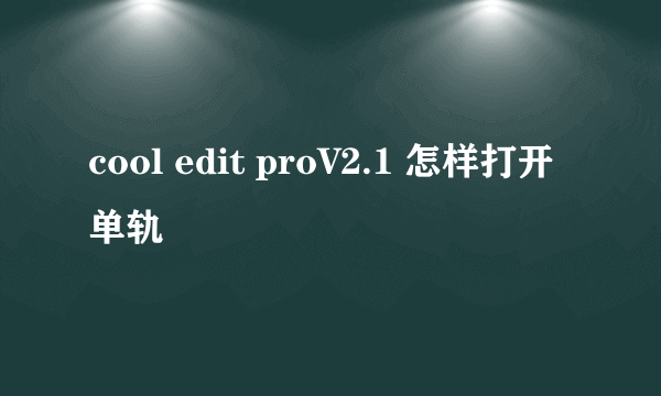 cool edit proV2.1 怎样打开单轨