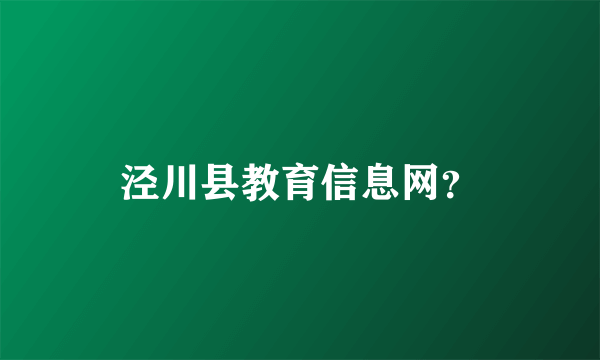 泾川县教育信息网？