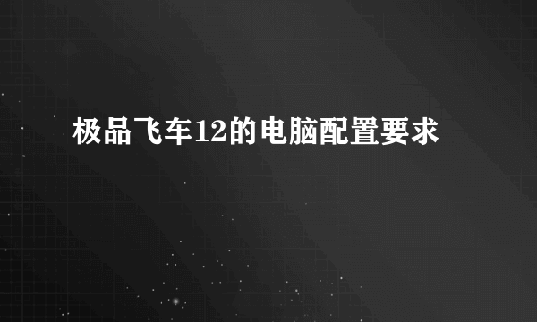 极品飞车12的电脑配置要求