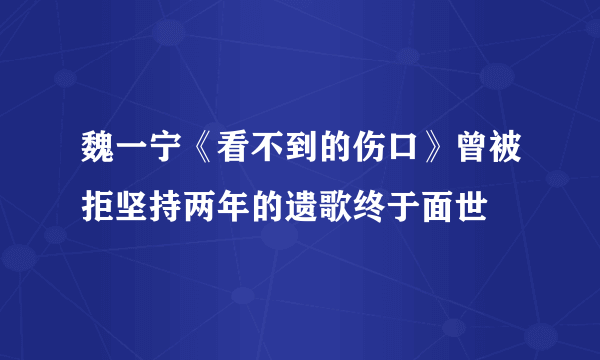 魏一宁《看不到的伤口》曾被拒坚持两年的遗歌终于面世