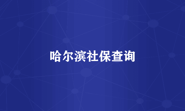 哈尔滨社保查询