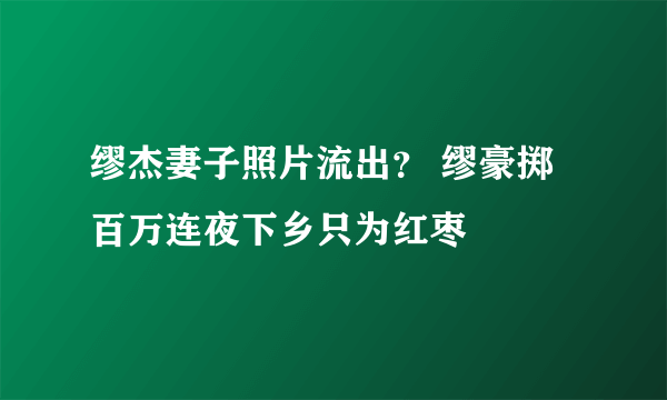 缪杰妻子照片流出？ 缪豪掷百万连夜下乡只为红枣