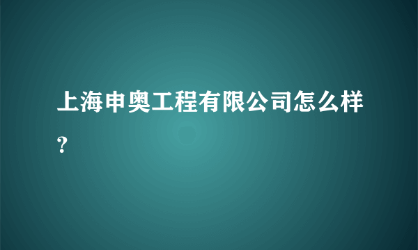 上海申奥工程有限公司怎么样？