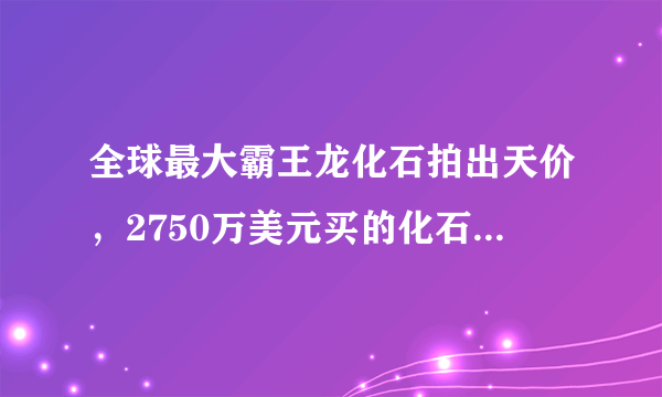 全球最大霸王龙化石拍出天价，2750万美元买的化石，到底有啥用处？