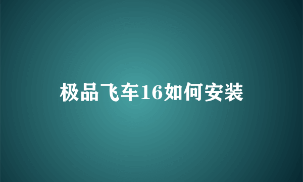 极品飞车16如何安装