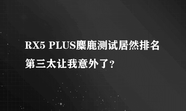 RX5 PLUS麋鹿测试居然排名第三太让我意外了？