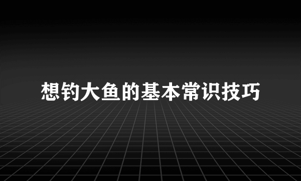 想钓大鱼的基本常识技巧