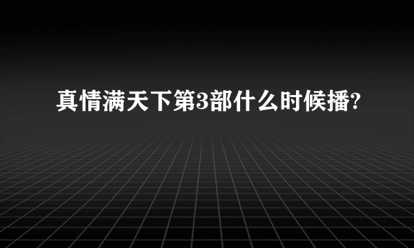 真情满天下第3部什么时候播?