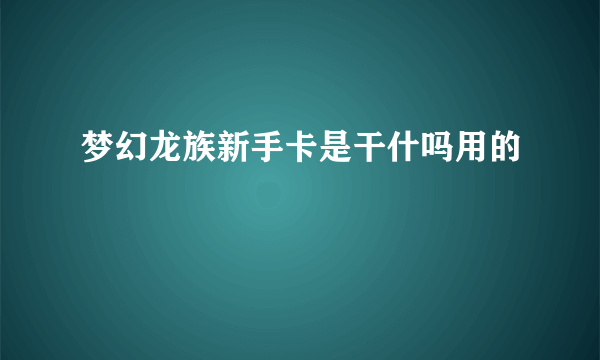 梦幻龙族新手卡是干什吗用的