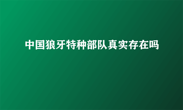 中国狼牙特种部队真实存在吗