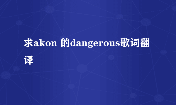 求akon 的dangerous歌词翻译