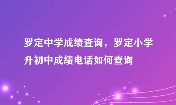 罗定中学成绩查询，罗定小学升初中成绩电话如何查询