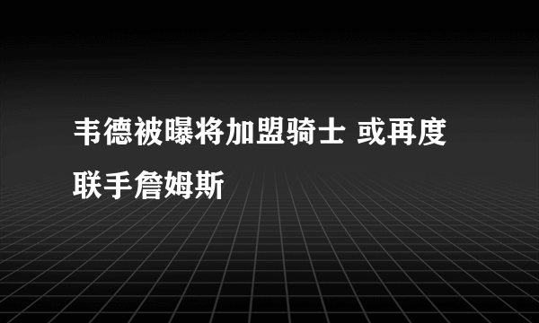 韦德被曝将加盟骑士 或再度联手詹姆斯