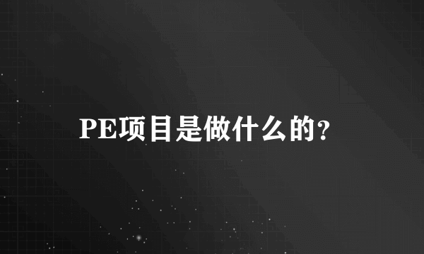 PE项目是做什么的？