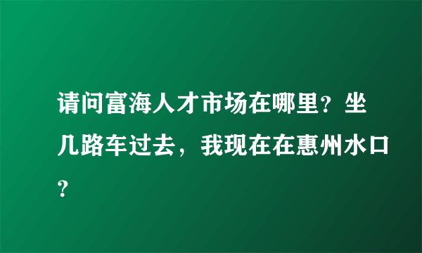 请问富海人才市场在哪里？坐几路车过去，我现在在惠州水口？