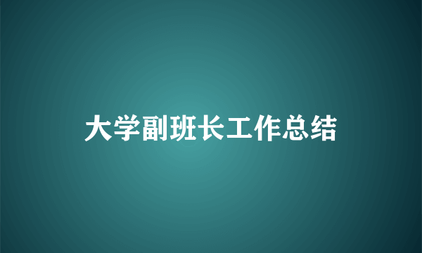 大学副班长工作总结