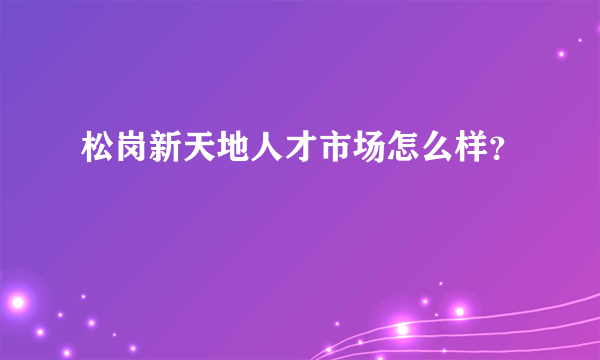 松岗新天地人才市场怎么样？