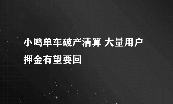 小鸣单车破产清算 大量用户押金有望要回