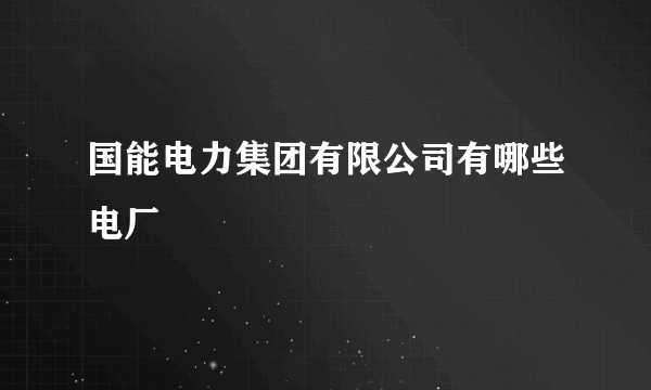 国能电力集团有限公司有哪些电厂