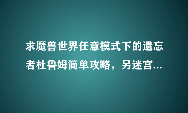 求魔兽世界任意模式下的遗忘者杜鲁姆简单攻略，另迷宫的时候，是不是有一个类似于入口或者点的。可以让玩家跟着走完迷宫阶段的？？？如果有，请问一下如何知道位置？