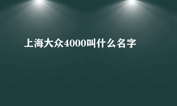 上海大众4000叫什么名字