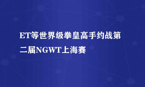 ET等世界级拳皇高手约战第二届NGWT上海赛