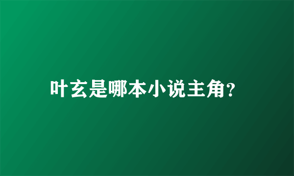 叶玄是哪本小说主角？