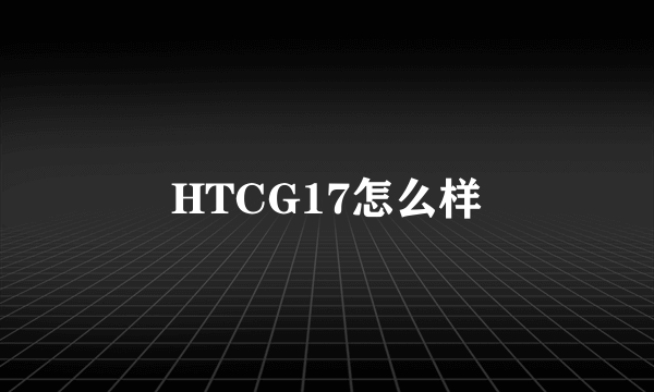 HTCG17怎么样