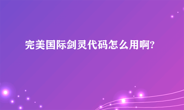 完美国际剑灵代码怎么用啊?